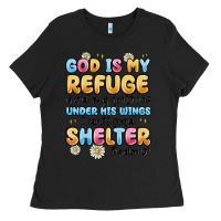 Black god is my refuge and my fortress under his wings Ladies Tee - MaliasSmallBusiness