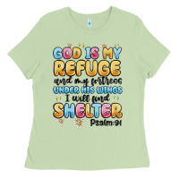 Matcha god is my refuge and my fortress under his wings Ladies Tee - MaliasSmallBusiness