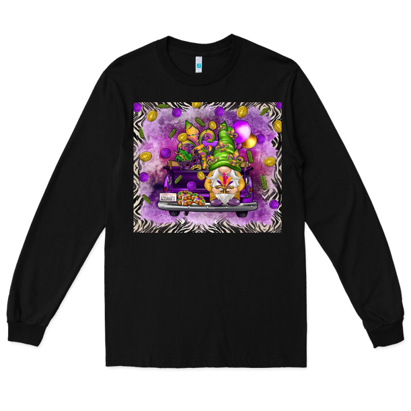 Mardi Gras Gnome On The Truck Long Sleeve Tee by NancyCooperArtShop | Teevron