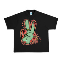 Black Green Glitter Floral Peace Sign Urban Heavy Tee - Jasminsmagicworld