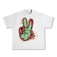 Lunar Rock Green Glitter Floral Peace Sign Urban Heavy Tee - Jasminsmagicworld
