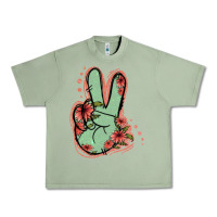 Oil Green Green Glitter Floral Peace Sign Urban Heavy Tee - Jasminsmagicworld