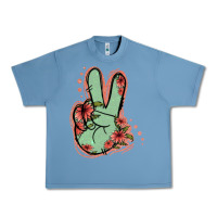 Pebble Blue Green Glitter Floral Peace Sign Urban Heavy Tee - Jasminsmagicworld