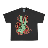Pigment Black Green Glitter Floral Peace Sign Urban Heavy Tee - Jasminsmagicworld