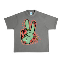 Tornado Green Glitter Floral Peace Sign Urban Heavy Tee - Jasminsmagicworld