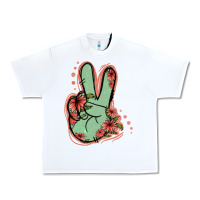 White Green Glitter Floral Peace Sign Urban Heavy Tee - Jasminsmagicworld