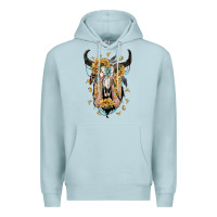 Blue Mist sunflower boho bull skull with hands Premium Hoodie - RanaPortraitStore
