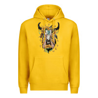 Lemon sunflower boho bull skull with hands Premium Hoodie - RanaPortraitStore