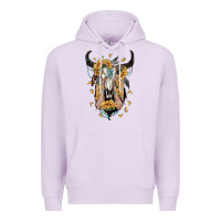 Lilac sunflower boho bull skull with hands Premium Hoodie - RanaPortraitStore