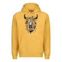 Mustard sunflower boho bull skull with hands Premium Hoodie - RanaPortraitStore