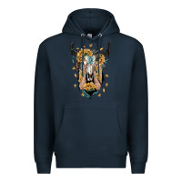 Navy sunflower boho bull skull with hands Premium Hoodie - RanaPortraitStore