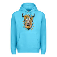 Ocean Blue sunflower boho bull skull with hands Premium Hoodie - RanaPortraitStore