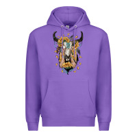 Purple sunflower boho bull skull with hands Premium Hoodie - RanaPortraitStore