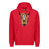 Red sunflower boho bull skull with hands Premium Hoodie - RanaPortraitStore
