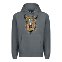 Rock sunflower boho bull skull with hands Premium Hoodie - RanaPortraitStore