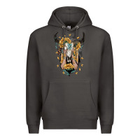 Smoke sunflower boho bull skull with hands Premium Hoodie - RanaPortraitStore