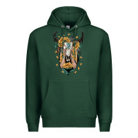 Sports Green sunflower boho bull skull with hands Premium Hoodie - RanaPortraitStore