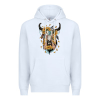 White sunflower boho bull skull with hands Premium Hoodie - RanaPortraitStore