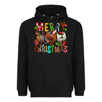 Black Merry christmas chickens Heavyweight Hoodie - FaDigitalArtStudio
