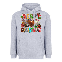 Heather Grey Merry christmas chickens Heavyweight Hoodie - FaDigitalArtStudio