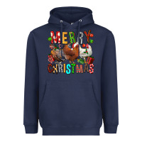 Navy Merry christmas chickens Heavyweight Hoodie - FaDigitalArtStudio