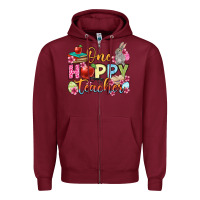 Burgundy Easter Day One hoppy Teacher Zipper Hoodie - OliviaCreatesArt