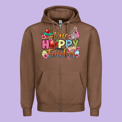 Easter Day One Hoppy Teacher Zipper Hoodie Designed By Oliviacreatesart