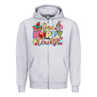 Heather Grey Easter Day One hoppy Teacher Zipper Hoodie - OliviaCreatesArt