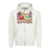Oatmeal Heather Easter Day One hoppy Teacher Zipper Hoodie - OliviaCreatesArt