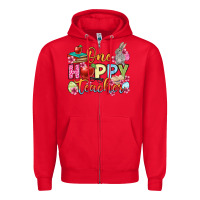 Red Easter Day One hoppy Teacher Zipper Hoodie - OliviaCreatesArt
