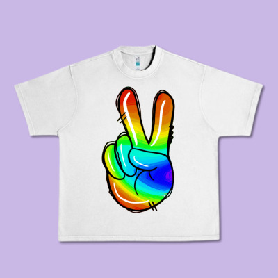 Rainbow Peace Sign Urban Heavy Tee Designed By Jasminsmagicworld
