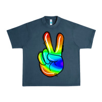 Midnight Navy rainbow peace sign Urban Heavy Tee - Jasminsmagicworld
