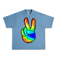 Pebble Blue rainbow peace sign Urban Heavy Tee - Jasminsmagicworld