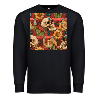 Black western skull aztec seamless pattern Premium Sweatshirt - BundleAndBundleShop