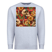 Heather Grey western skull aztec seamless pattern Premium Sweatshirt - BundleAndBundleShop