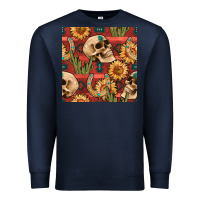 Navy western skull aztec seamless pattern Premium Sweatshirt - BundleAndBundleShop