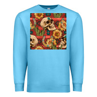 Ocean Blue western skull aztec seamless pattern Premium Sweatshirt - BundleAndBundleShop