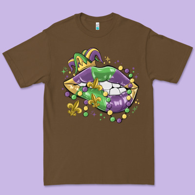 Mardi Gras Lips Premium Tee Designed By Maliassmallbusiness