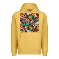 Antique Gold cow with aztec and sunflowers seamless pattern Premium Hoodie - FaDigitalArtStudio