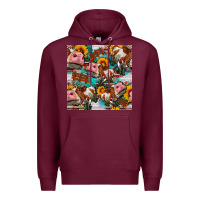 Burgundy cow with aztec and sunflowers seamless pattern Premium Hoodie - FaDigitalArtStudio