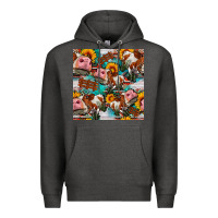 Charcoal Heather cow with aztec and sunflowers seamless pattern Premium Hoodie - FaDigitalArtStudio