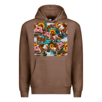 Chestnut cow with aztec and sunflowers seamless pattern Premium Hoodie - FaDigitalArtStudio