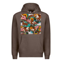 Coffee cow with aztec and sunflowers seamless pattern Premium Hoodie - FaDigitalArtStudio