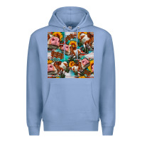 Colony Blue cow with aztec and sunflowers seamless pattern Premium Hoodie - FaDigitalArtStudio