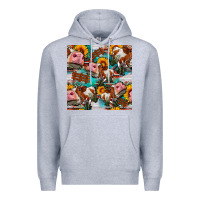 Heather Grey cow with aztec and sunflowers seamless pattern Premium Hoodie - FaDigitalArtStudio