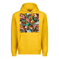 Lemon cow with aztec and sunflowers seamless pattern Premium Hoodie - FaDigitalArtStudio