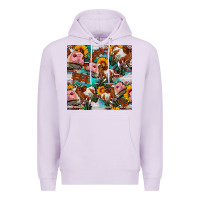 Lilac cow with aztec and sunflowers seamless pattern Premium Hoodie - FaDigitalArtStudio