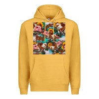 Mustard cow with aztec and sunflowers seamless pattern Premium Hoodie - FaDigitalArtStudio