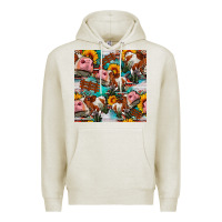 Oatmeal Heather cow with aztec and sunflowers seamless pattern Premium Hoodie - FaDigitalArtStudio