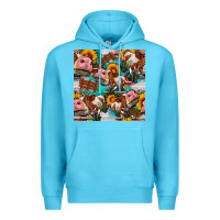 Ocean Blue cow with aztec and sunflowers seamless pattern Premium Hoodie - FaDigitalArtStudio